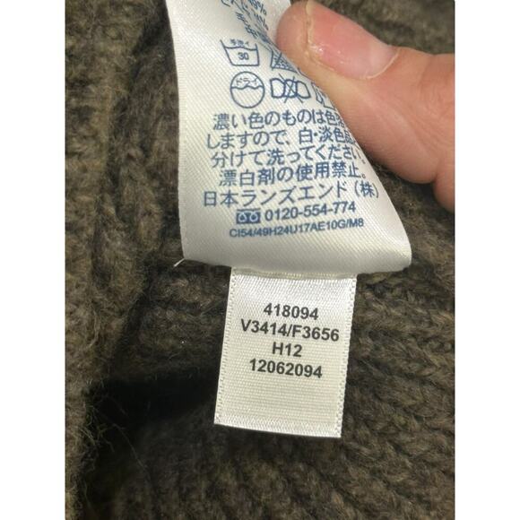 Vintage Land's End Brown chunky grandpa Knit sweater Cardigan Size L - Picture 5 of 10